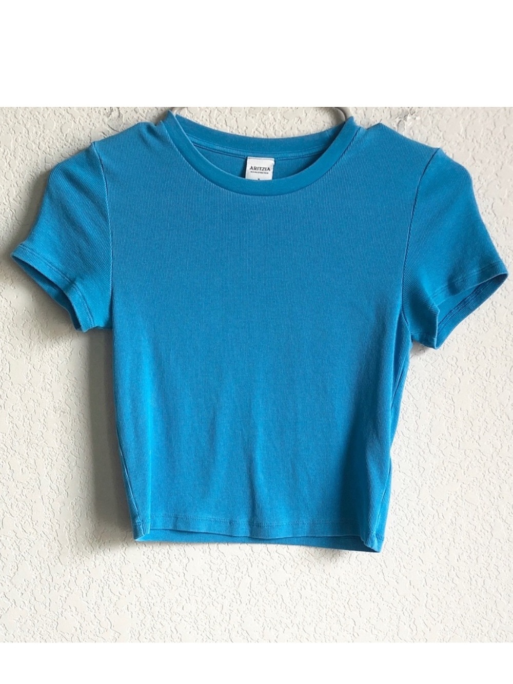 Aritzia Homestretch Ribbed Waist Tee Baby Sunwashed Blue Small